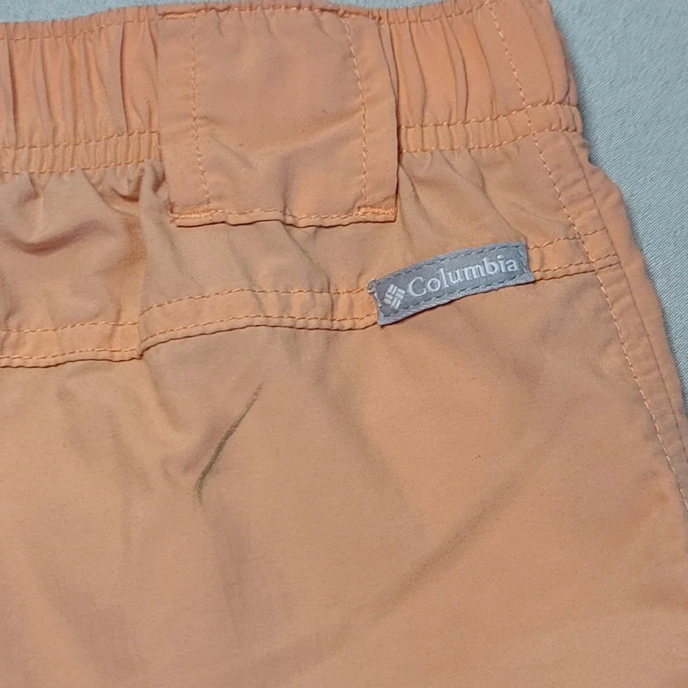 Columbia Cargo Shorts‎ Mens XL Orange Nylon Hiking Fishing Elastic Waist AL4572
